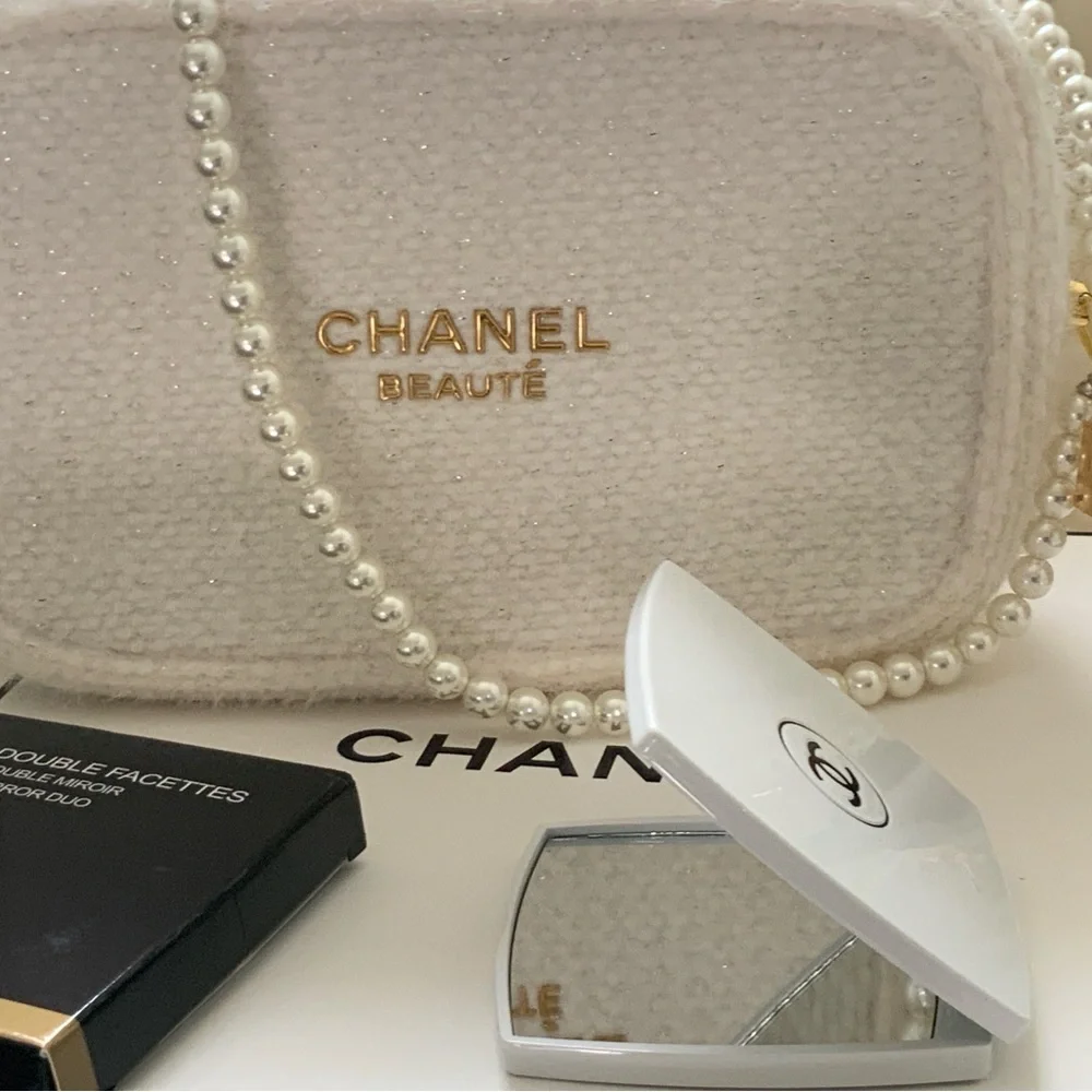 Chanel Pearl-Embellished Cream Bag